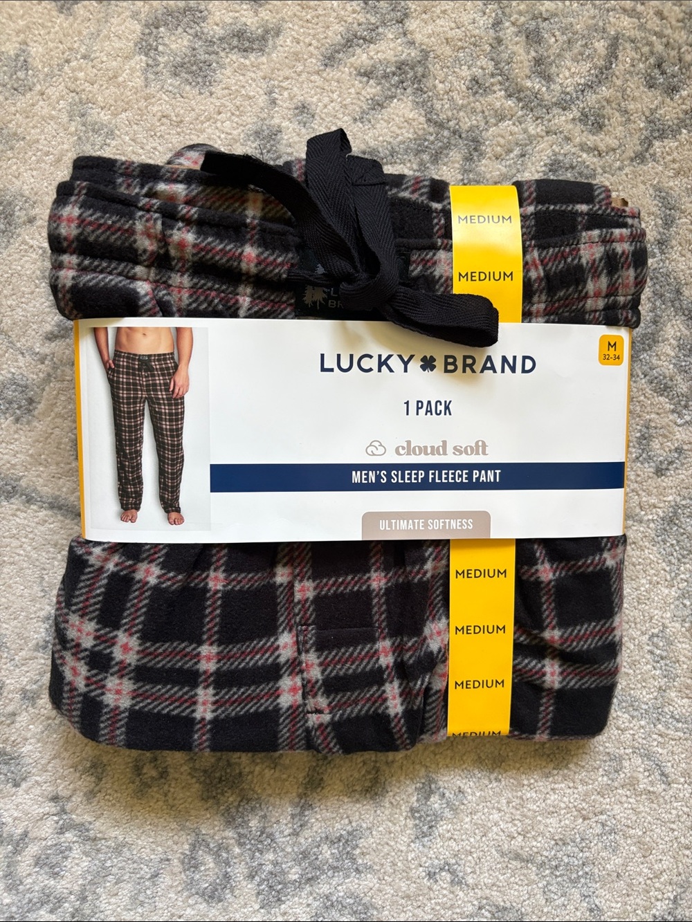 Lucky Brand Black Plaid Fleece Sleep Pants